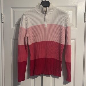 Liz Claiborne Women's Pink and Red Striped Turtleneck Sweater